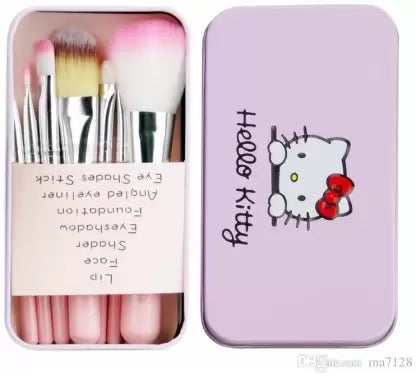 (Pack of 2) Hello Kitty Complete Makeup Mini Brush Kit with A Storage Box – Set of 7 Pieces